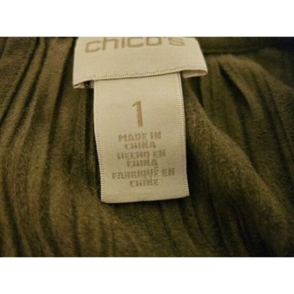 CHICO'S Pleated Faux Suede Cold Shoulder Top Brown Ladies Size 1 SMALL - Picture 6 of 12